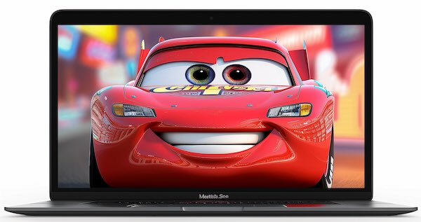 Laptop with Lightning McQueen from the movie Cars on the screen