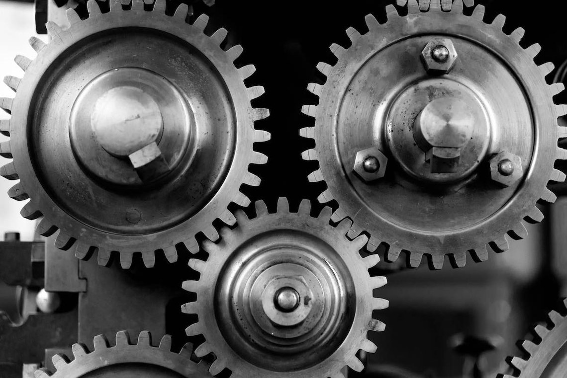 black n white gears - metaphor for drupal website accessibility - auditing & remediation