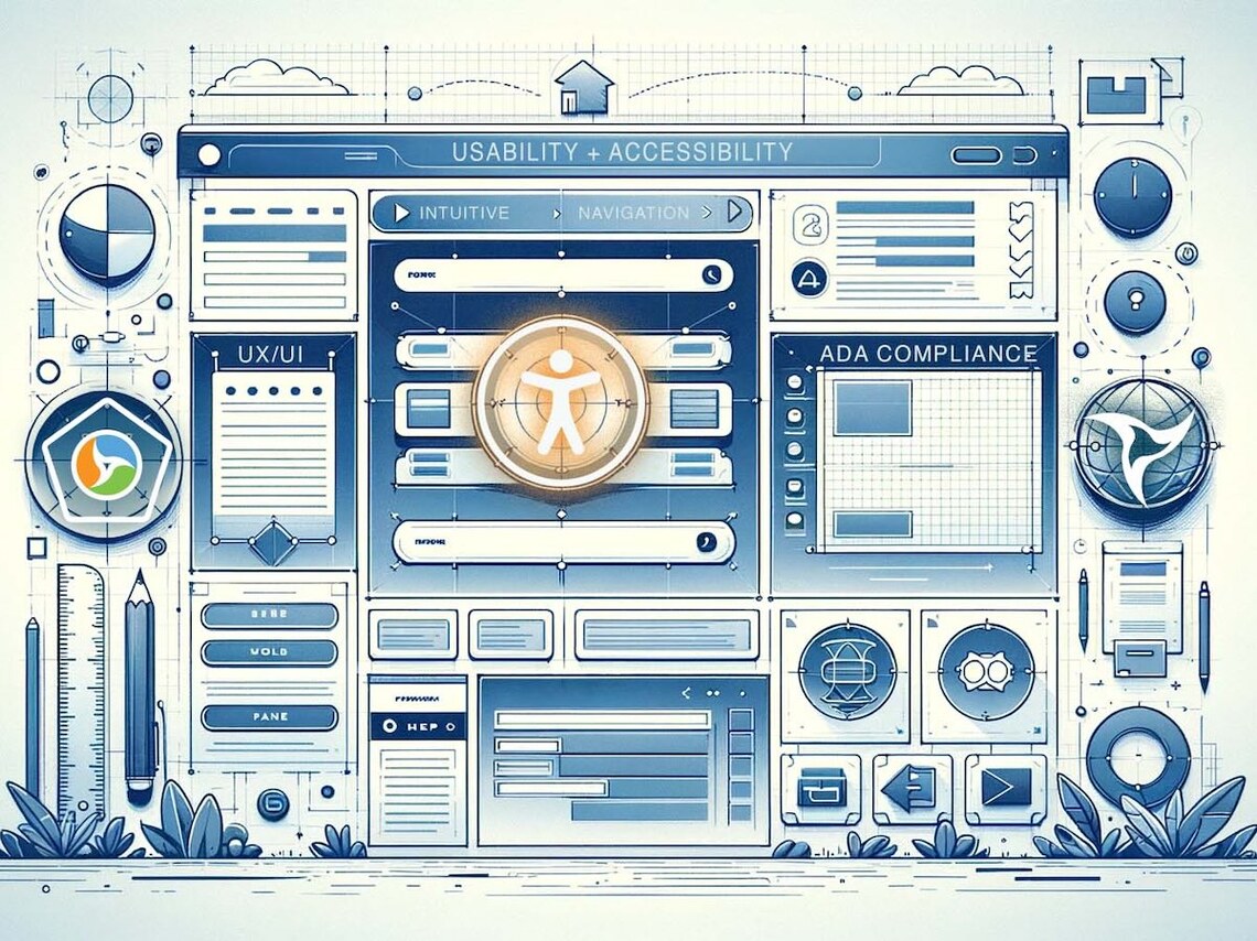 abstract graphic of a homepage reflecting usability and accessible web designers