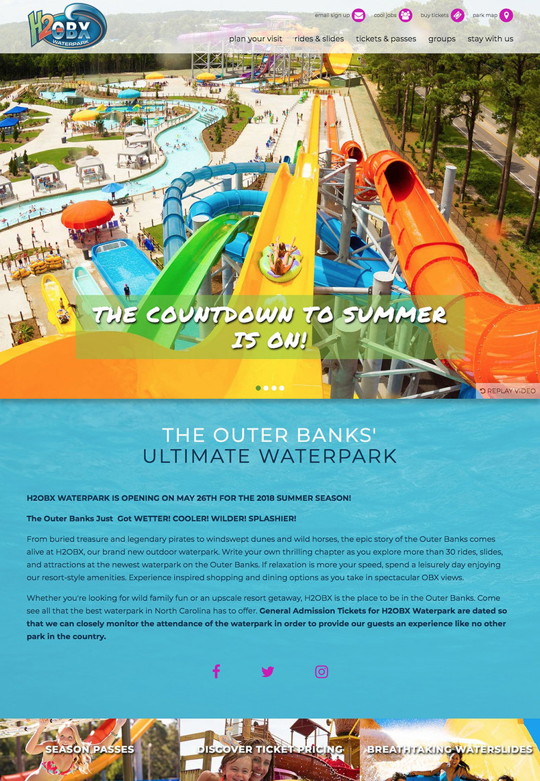 H2OBX Waterpark homepage