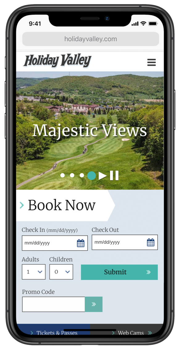 Holiday Valley homepage mobile screenshot