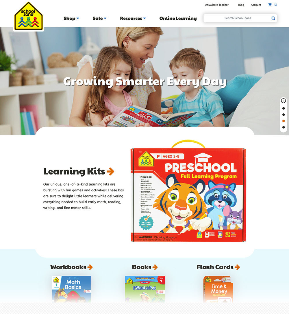 homepage desktop screenshot of schoolzone