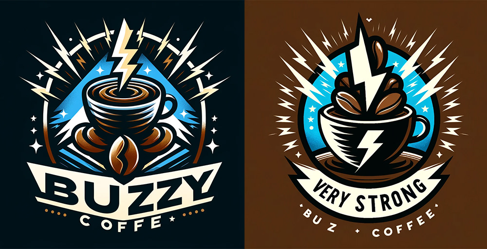 DALL-E rendering of a logo for fictitious company Buzz Coffee