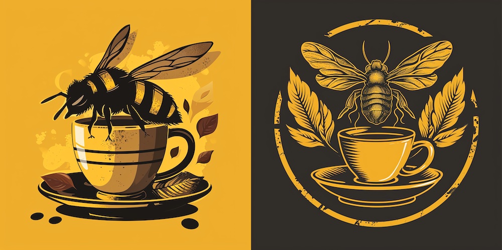 Midjourney DALL-E rendering of a logo for fictitious company Buzz Coffee