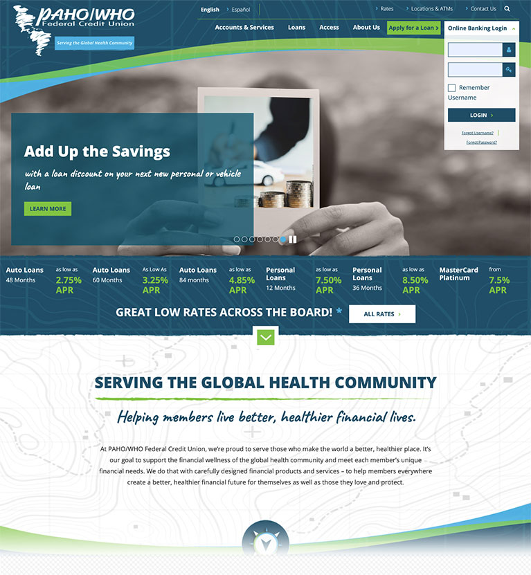 PAHO/WHO homepage desktop view