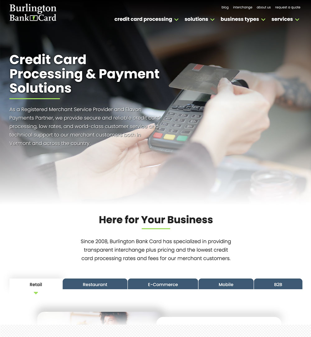 homepage desktop screenshot of burlington bank card